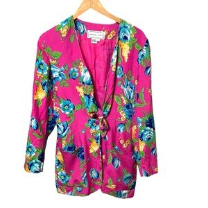 ADRIENNE VITTADINI Silk Floral Jacket Size 6